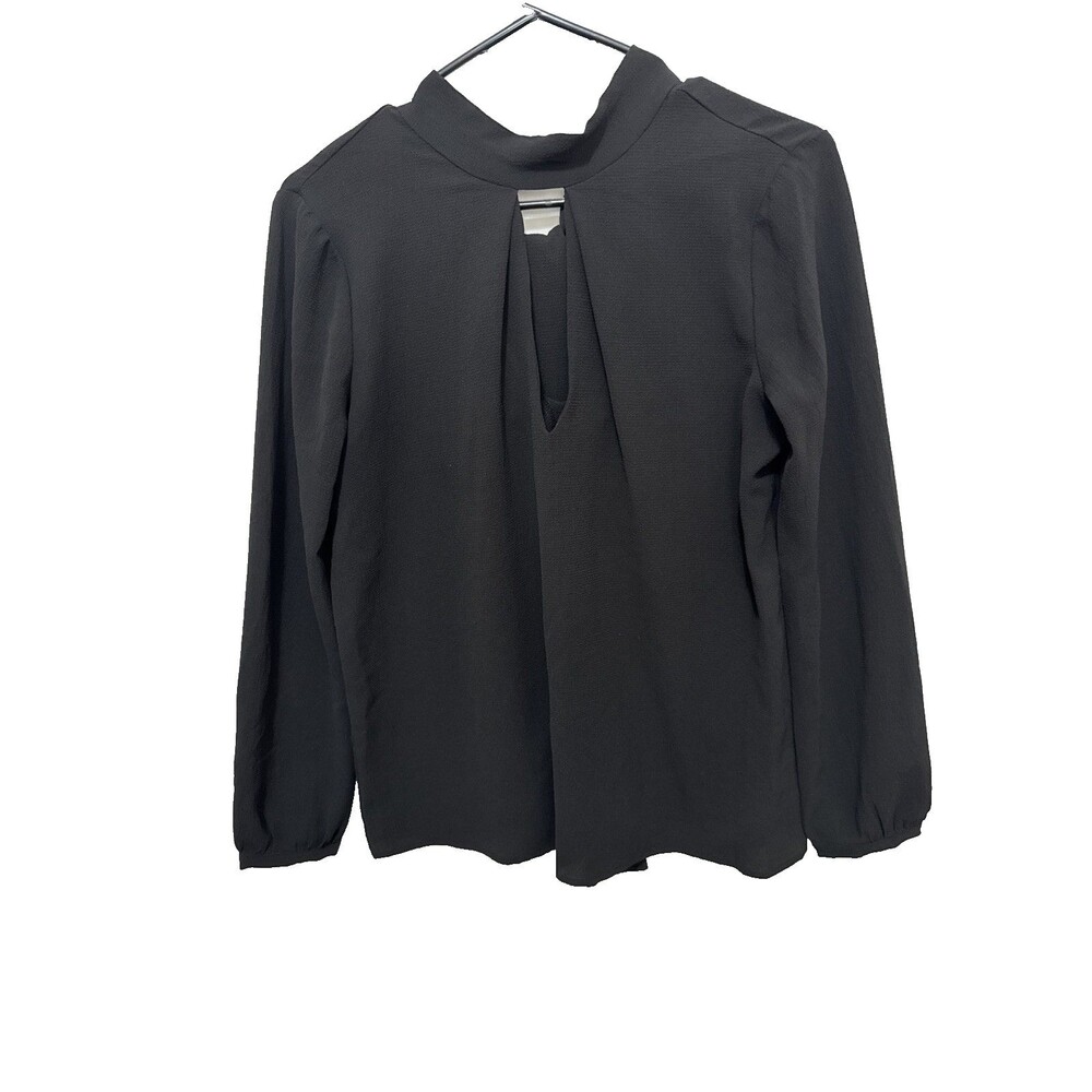 NSR Black Tie Neck Keyhole Blouse Size XS - Picture 5 of 12